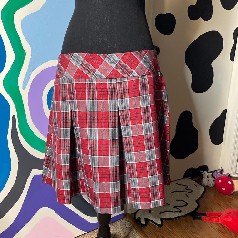 Red Plaid School Skirt